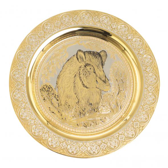 Тарелка с гравюрой &amp;quot;Кабан&amp;quot; 22,5 см Златоуст 123312