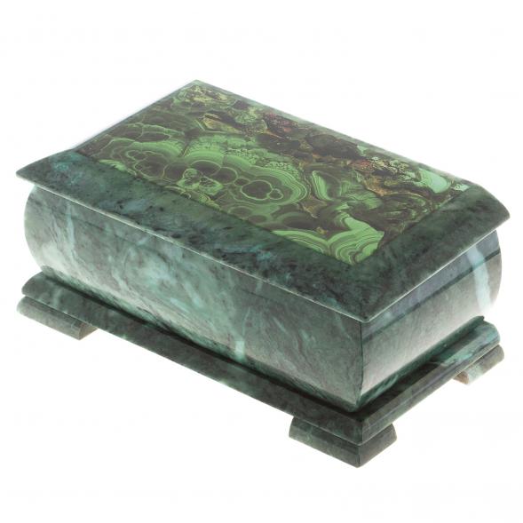 Шкатулка с иллюстрацией под малахит 25х13,5х11 см / шкатулка для ювелирных украшений / для хранения бижутерии / каменная шкатулка