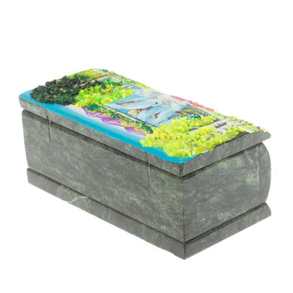 Шкатулка с росписью &amp;quot;Лето. Водопад&amp;quot; камень змеевик 15х7,5х6 см 127405