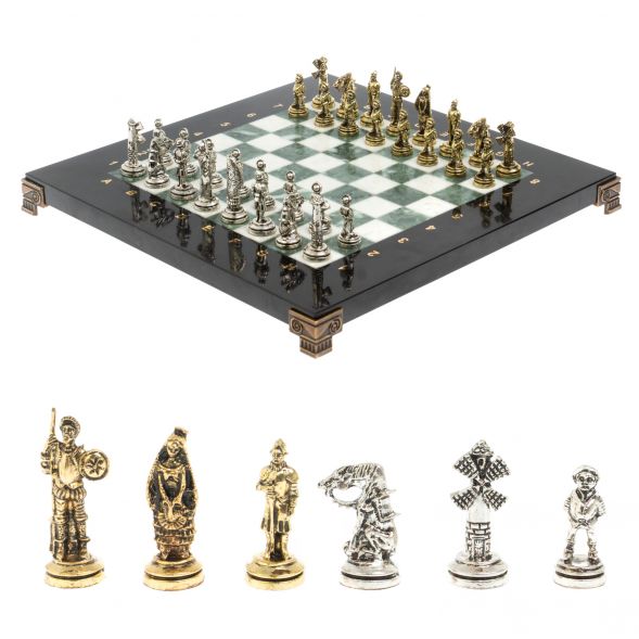 Шахматы &amp;quot;Дон Кихот&amp;quot; доска 28х28 см из мрамора и змеевика 127726