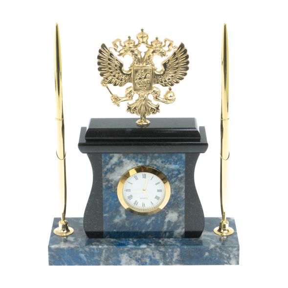Настольные часы с ручками&amp;quot; Герб&amp;quot; из лазурита 128272