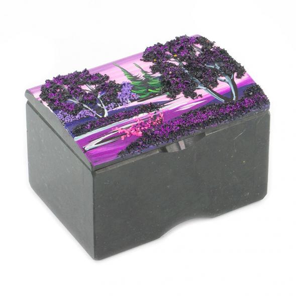 Шкатулка &amp;quot;Сундучок&amp;quot; змеевик рисунок рассвет 10х6,5х6,5 см 119691