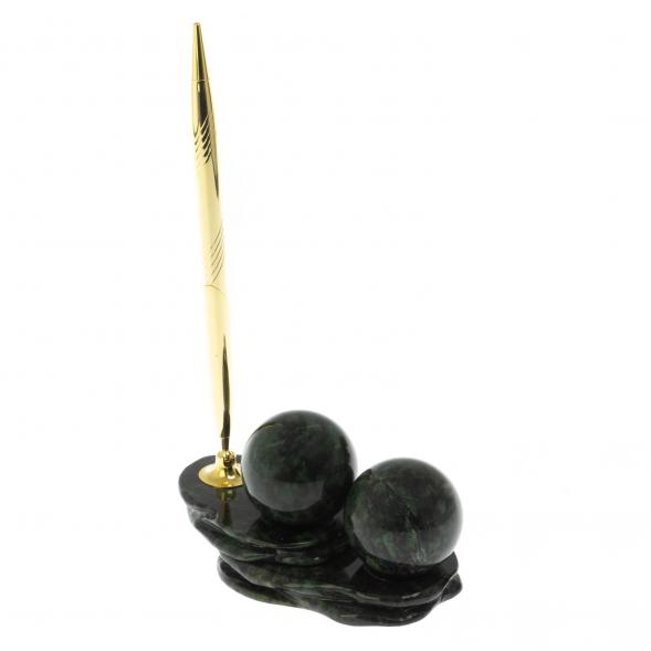 Композиция &amp;quot;Два шара&amp;quot; из нефрита с ручкой 128798