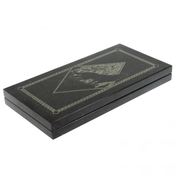 Каменные нарды с гравировкой &amp;quot;Волк и медведь&amp;quot; с гербом РФ 129450