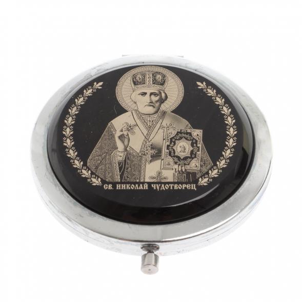 Зеркало с иконой &amp;quot;Николай Чудотворец&amp;quot; из черного обсидиана 129598