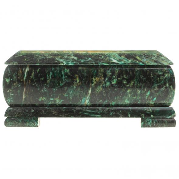 Шкатулка с иллюстрацией &amp;quot;Домик на берегу реки&amp;quot; камень змеевик 17,5х9,5х7,5 см / шкатулка для ювелирных украшений / для хранения бижутерии / для денег