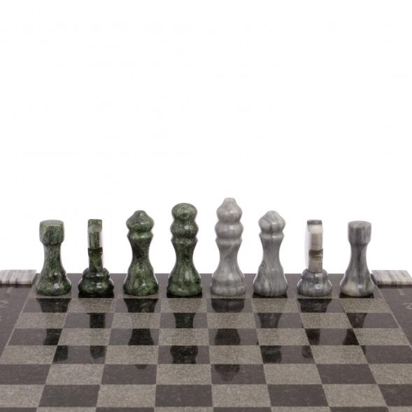 Шахматный ларец с гравировкой мрамор, змеевик 35х35х7,5 см 125573