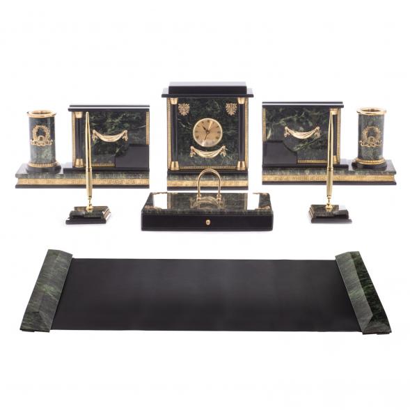 Письменный набор &amp;quot;Цезарь&amp;quot; с бюваром камень змеевик 126473