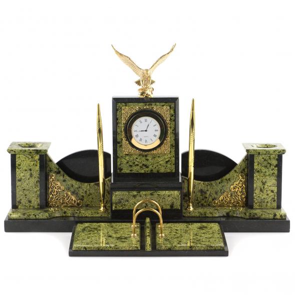 Настольный прибор из камня &amp;quot;Горный Орел&amp;quot; змеевик 120662