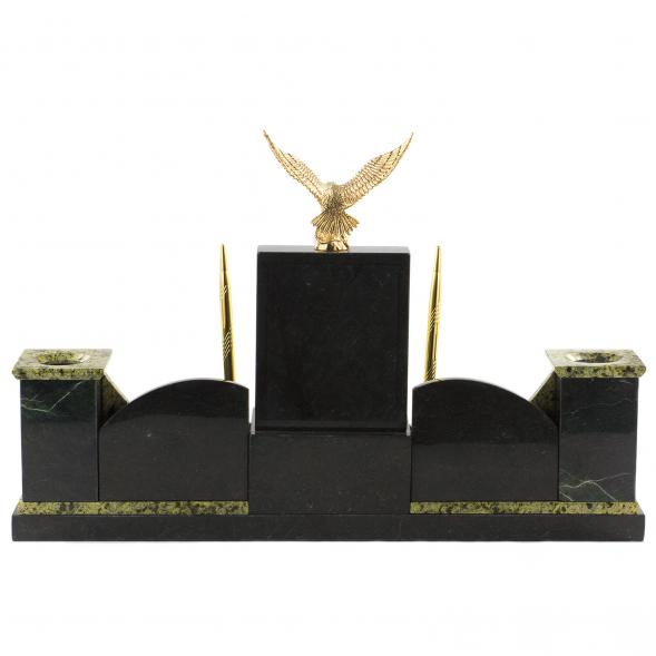 Настольный прибор из камня &amp;quot;Горный Орел&amp;quot; змеевик 120662