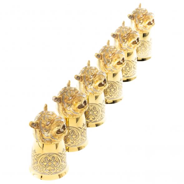 Подарочный набор стопки перевертыши &amp;quot;Тигр&amp;quot; 6 шт бронза Златоуст 122951