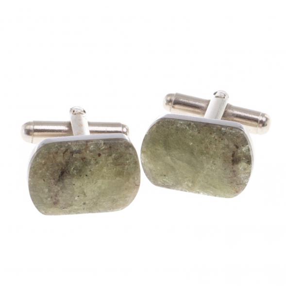 Запонки камень желтый апатит закругленные 124449