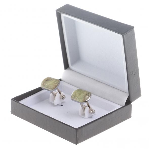 Запонки камень желтый апатит закругленные 124449