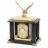 Часы из камня с бронзовым литьем "Горный орел" офиокальцит