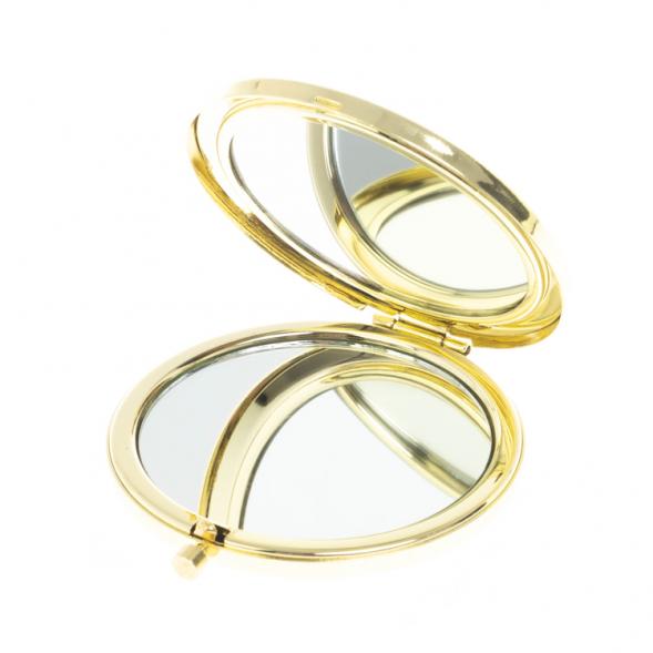 Зеркало карманное круглое из камня амазонит дымчатый кварц цвет золото 127806