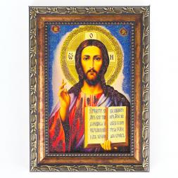 Икона Спаситель рамка багет 13х18 см, каменная крошка