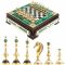 Подарочный набор шахматы и шашки "Царские" камень малахит Златоуст