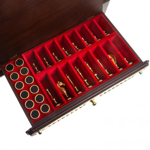 Подарочный набор шахматы и шашки &amp;quot;Царские&amp;quot; камень малахит Златоуст 122843