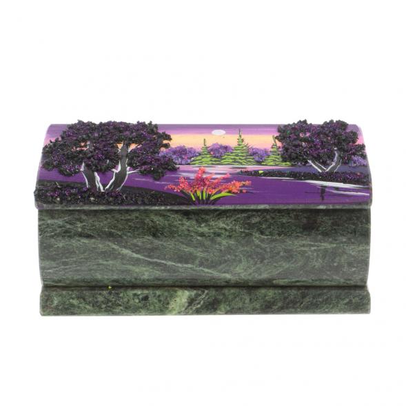 Шкатулка с росписью &amp;quot;Рассвет&amp;quot; камень змеевик 15х7,5х6 см 127408