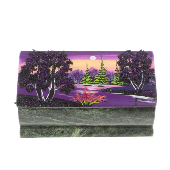 Шкатулка с росписью &amp;quot;Рассвет&amp;quot; камень змеевик 15х7,5х6 см 127408