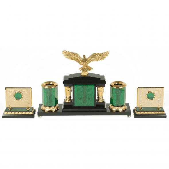 Настольный набор &amp;quot;Орел&amp;quot; малахит и долерит 119145