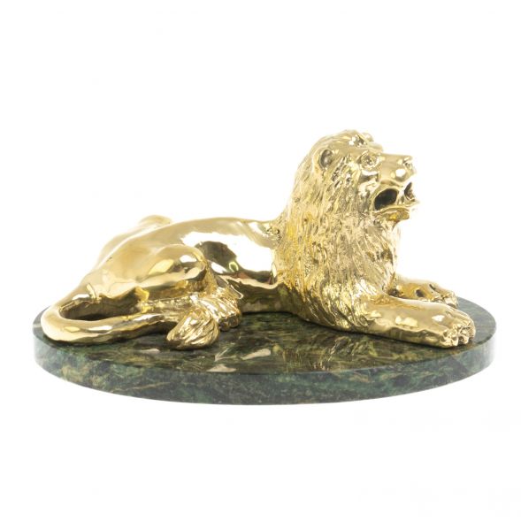Статуэтка &amp;quot;Лев&amp;quot; из бронзы и шабровского змеевика 129406