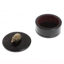 Шкатулка круглая &amp;quot;Ёж&amp;quot; из черного обсидиана 7,5х7,5х8 см