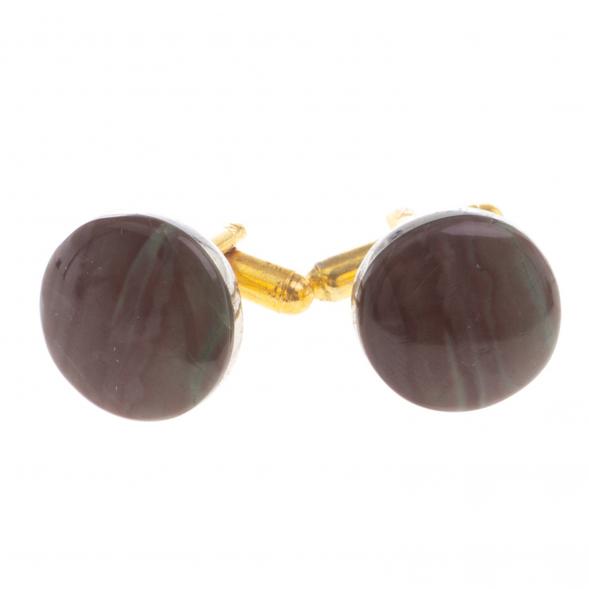 Запонки камень яшма круглые 124451