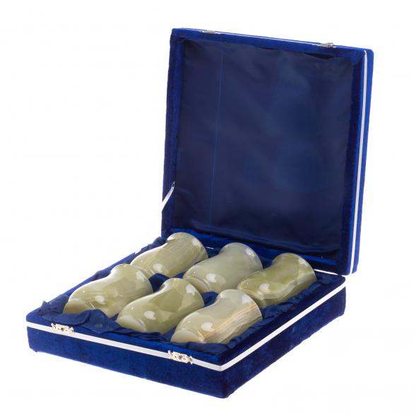 Набор стаканов из оникса 160 мл 6 шт 6,3х9,5 см (2,5х4) в футляре 124671