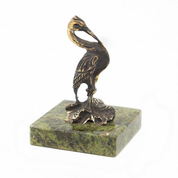 Статуэтка из бронзы на подставке из змеевика &amp;quot;Цапля&amp;quot; 116693