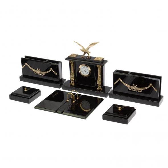 Настольный набор для руководителя &amp;quot;Орёл&amp;quot; черный обсидиан 126854