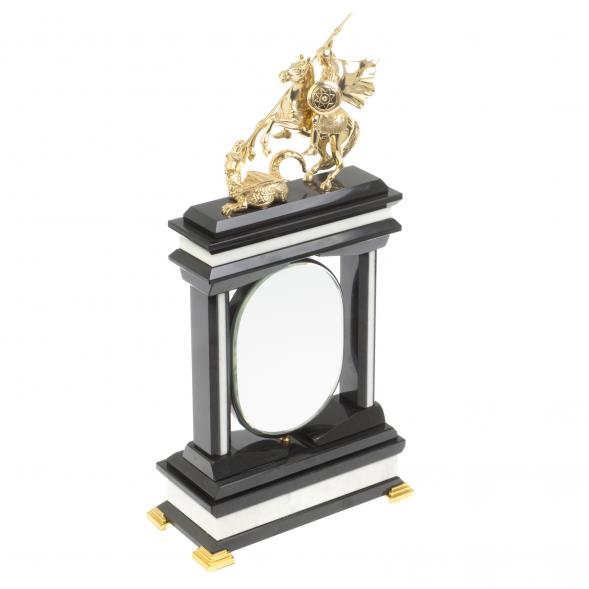 Часы &amp;quot;Георгий Победоносец&amp;quot; из мрамора и долерита с поворотным зеркалом 127251