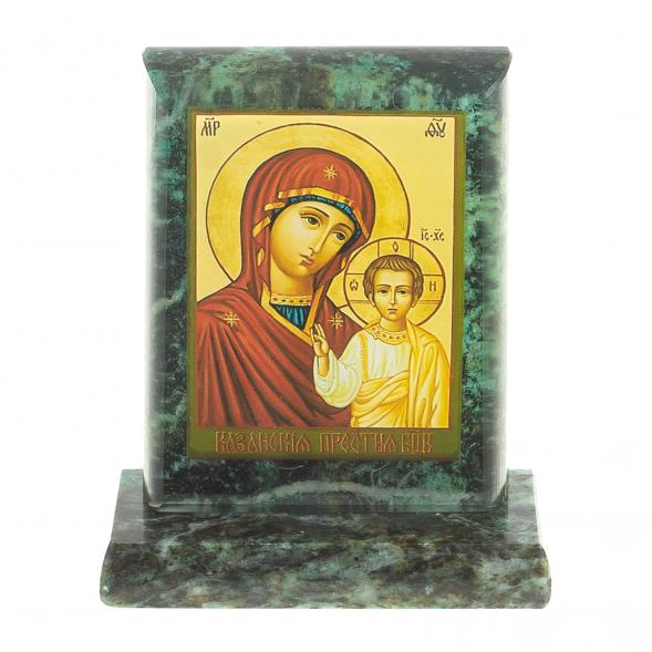 Икона настольная Казанская малая змеевик 7,5х6,5х8 см 119969