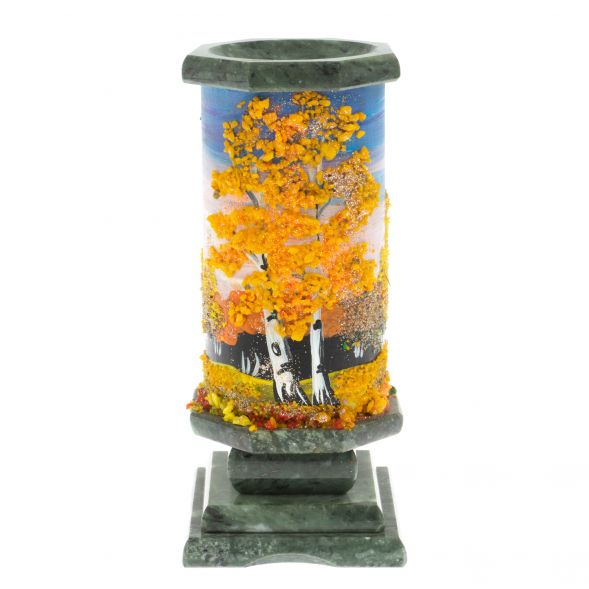 Ваза &amp;quot;Осень&amp;quot; из змеевика 8х8х17,5 см 129331