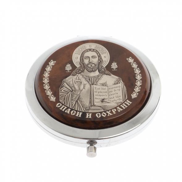 Зеркало с иконой &amp;quot;Спаси и сохрани&amp;quot; из коричневого обсидиана 129601