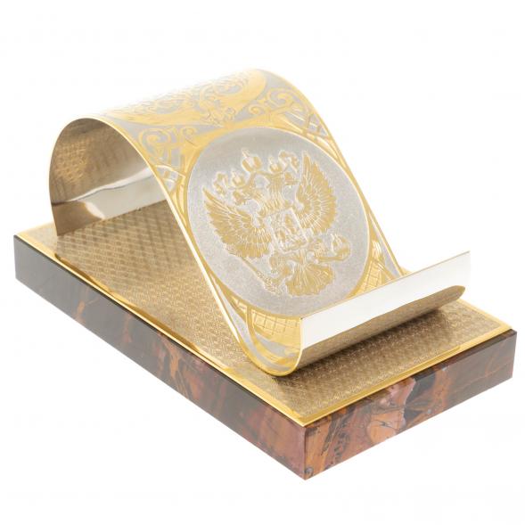 Подставка под телефон &amp;quot;Герб России&amp;quot; из яшмы Златоуст 130053