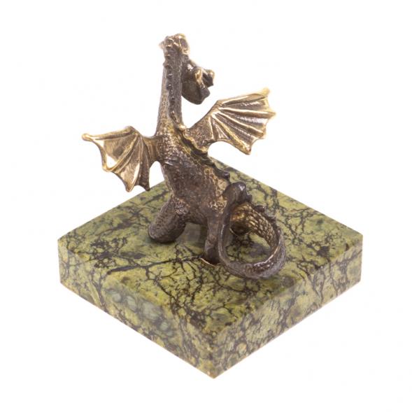 Статуэтка из бронзы &amp;quot;Дракончик&amp;quot; на подставке из змеевика 126559