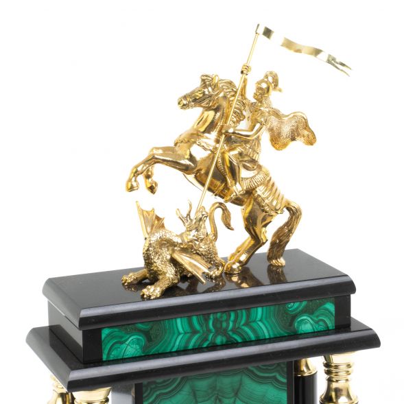 Каминные часы &amp;quot;Георгий Победоносец&amp;quot; малахит 127886