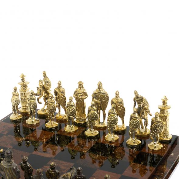 Шахматы &amp;quot;Богатыри&amp;quot; фигуры бронза доска 40х40 см из обсидиана 128355