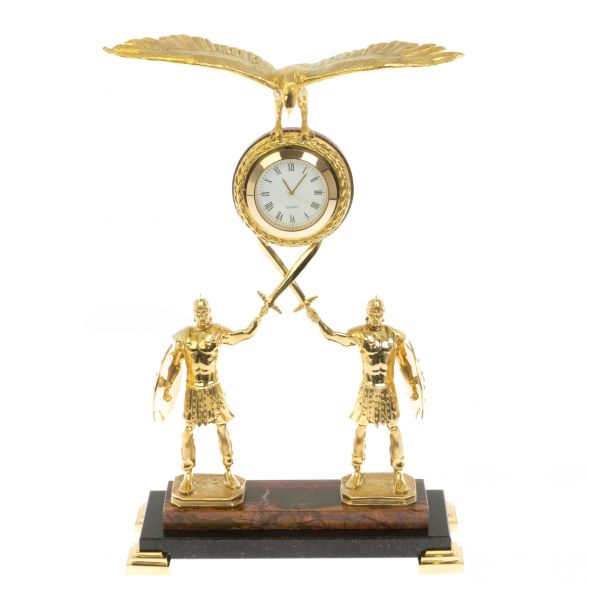 Часы &amp;quot;Гладиаторы&amp;quot; из яшмы и долерита 17х8х27 см 129256