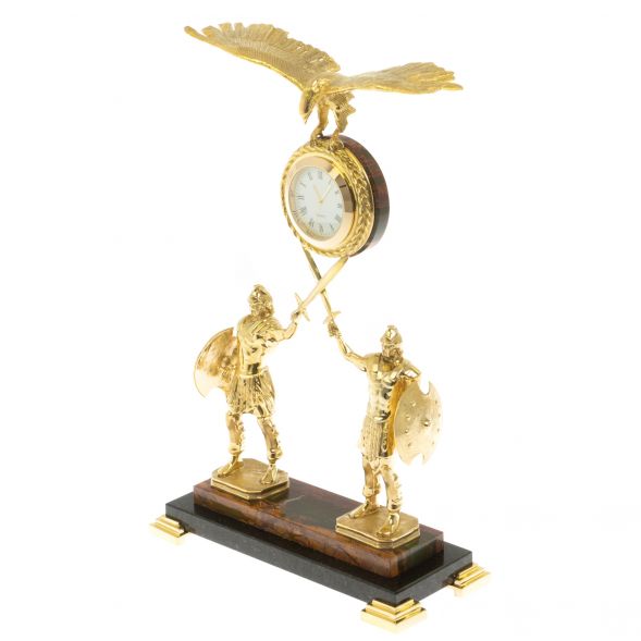 Часы &amp;quot;Гладиаторы&amp;quot; из яшмы и долерита 17х8х27 см 129256