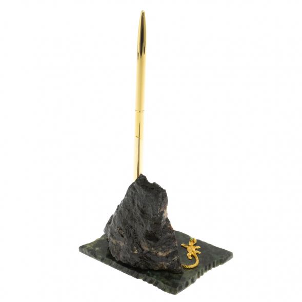 Подставка под ручку &amp;quot;Скала и ящерица&amp;quot; родонит змеевик 129408