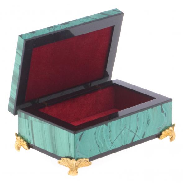 Шкатулка &amp;quot;Малахитовые узоры&amp;quot; камень малахит 9х6х4 см 122051