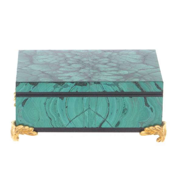 Шкатулка &amp;quot;Малахитовые узоры&amp;quot; камень малахит 9х6х4 см 122051