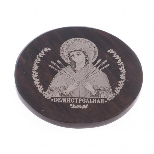 Икона в автомобиль &amp;quot;Семистрельная&amp;quot; на коричневом обсидиане 47 мм 122009