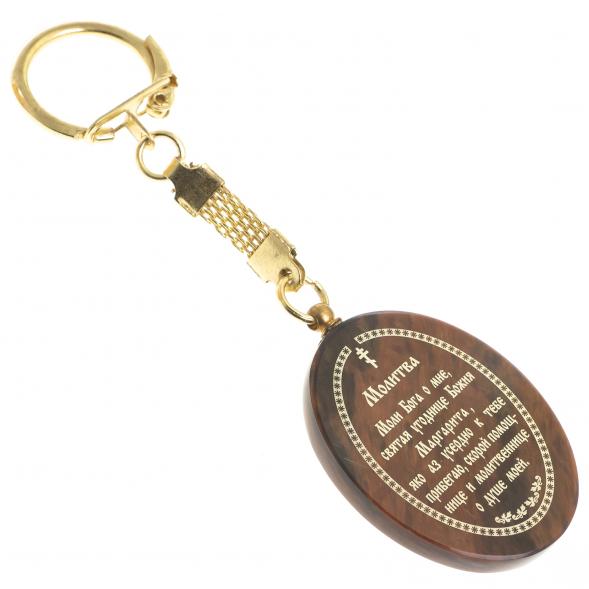 Брелок-оберег с молитвой &amp;quot;Святая Маргарита&amp;quot; камень обсидиан 123140