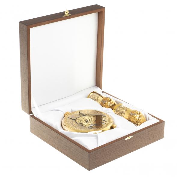 Подарочный набор &amp;quot;Рысь&amp;quot; фляжка и 2 стопки перевертыша Златоуст 123688