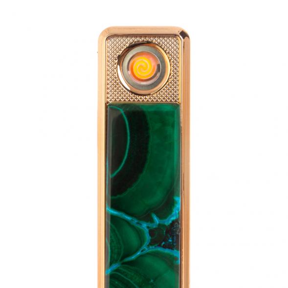 Электронная зажигалка USB камень малахит с хризоколлой 126705