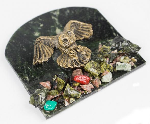 Магнит &amp;quot;Сова летит&amp;quot; змеевик 118021