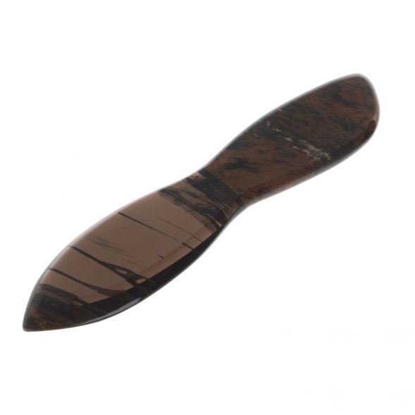 Нож каменный из коричневого обсидиана 22х4,5х1 см 128727
